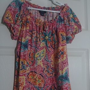 Pink multi-colored top